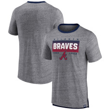 Men's Atlanta Braves Fanatics Branded Heathered Gray Iconic Team Element Speckled Ringer T-Shirt