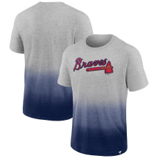 Men's Atlanta Braves Fanatics Branded Heathered Gray/Heathered Navy Iconic Team Ombre Dip-Dye T-Shirt