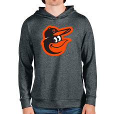 Men's Baltimore Orioles Antigua Heathered Charcoal Team Logo Absolute Pullover Hoodie