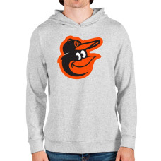 Men's Baltimore Orioles Antigua Heathered Gray Team Logo Absolute Pullover Hoodie