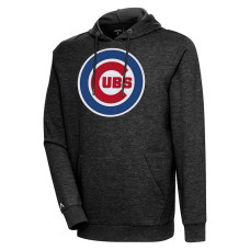 Men's Chicago Cubs Antigua Heather Black Action Pullover Hoodie