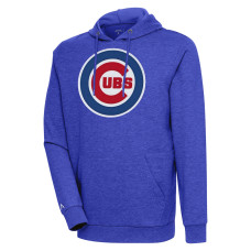 Men's Chicago Cubs Antigua Heather Royal Action Pullover Hoodie