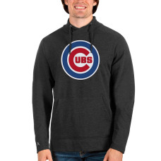 Men's Chicago Cubs Antigua Heathered Black Logo Reward Pullover Sweatshirt