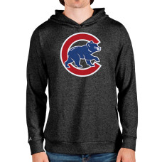 Men's Chicago Cubs Antigua Heathered Black Team Logo Absolute Pullover Hoodie