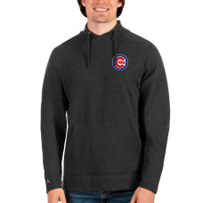 Men's Chicago Cubs Antigua Heathered Black Team Reward Pullover Sweatshirt