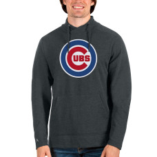 Men's Chicago Cubs Antigua Heathered Charcoal Logo Reward Pullover Sweatshirt