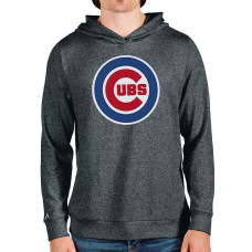 Men's Chicago Cubs Antigua Heathered Charcoal Team Logo Absolute Pullover Hoodie