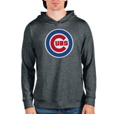 Men's Chicago Cubs Antigua Heathered Charcoal Team Logo Absolute Pullover Hoodie