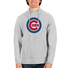 Men's Chicago Cubs Antigua Heathered Gray Logo Reward Pullover Sweatshirt