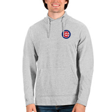 Men's Chicago Cubs Antigua Heathered Gray Team Reward Pullover Sweatshirt