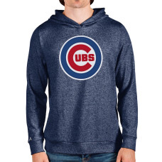 Men's Chicago Cubs Antigua Heathered Navy Team Logo Absolute Pullover Hoodie