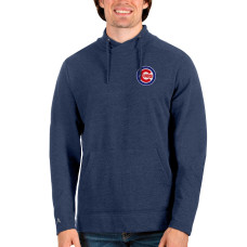 Men's Chicago Cubs Antigua Heathered Navy Team Reward Pullover Sweatshirt