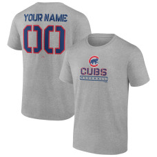 Men's Chicago Cubs Fanatics Branded Heather Gray Evanston Stencil Personalized T-Shirt