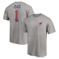Men's Chicago Cubs Fanatics Branded Heather Gray Number One Dad T-Shirt