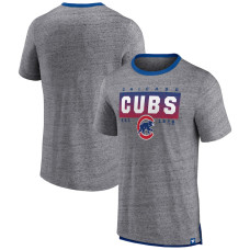Men's Chicago Cubs Fanatics Branded Heathered Gray Iconic Team Element Speckled Ringer T-Shirt