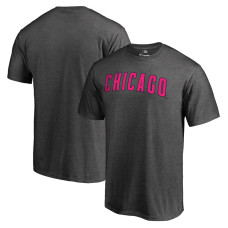 Men's Chicago Cubs Fanatics Branded Heathered Gray Pink Wordmark T-Shirt