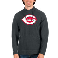 Men's Cincinnati Reds Antigua Heathered Charcoal Reward Pullover Sweatshirt