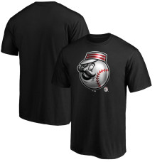 Men's Cincinnati Reds Fanatics Branded Black Midnight Mascot Logo T-Shirt