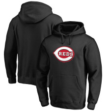 Men's Cincinnati Reds Fanatics Branded Black Official Logo Fitted Pullover Hoodie