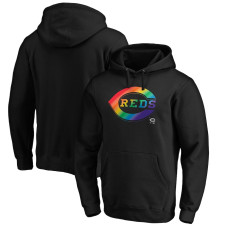 Men's Cincinnati Reds Fanatics Branded Black Team Pride Logo Pullover Hoodie