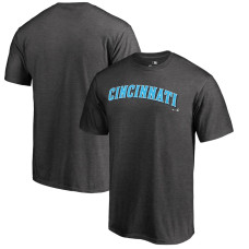 Men's Cincinnati Reds Fanatics Branded Heather Gray 2019 Father's Day Blue Wordmark T-Shirt