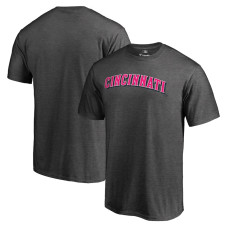 Men's Cincinnati Reds Fanatics Branded Heather Gray 2019 Mother's Day Pink Wordmark T-Shirt