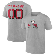 Men's Cincinnati Reds Fanatics Branded Heather Gray Evanston Stencil Personalized T-Shirt