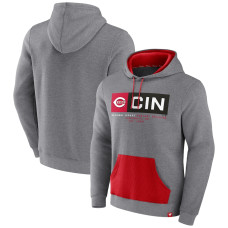 Men's Cincinnati Reds Fanatics Branded Heathered Gray Iconic Steppin Up Fleece Pullover Hoodie