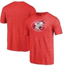 Men's Cincinnati Reds Fanatics Branded Heathered Red Cooperstown Collection Forbes Tri-Blend T-Shirt