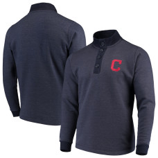 Men's Cleveland Indians Antigua Navy Pivotal Button Pullover Sweatshirt
