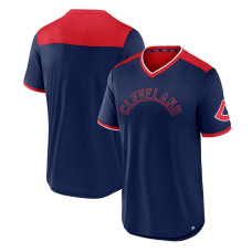 Men's Cleveland Indians Fanatics Branded Navy/Red Cooperstown Collection True Classics Walk-Off V-Neck T-Shirt