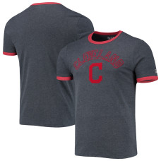 Men's Cleveland Indians New Era Heathered Navy Brushed Ringer T-Shirt