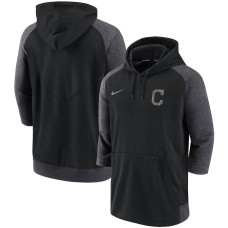 Men's Cleveland Indians Nike Black/Gray Authentic Collection Flux 3/4-Sleeve Pullover Hoodie