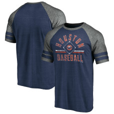 Men's Houston Astros Fanatics Branded Heathered Navy/Gray True Classics Diamond Legacy Tri-Blend Raglan T-Shirt
