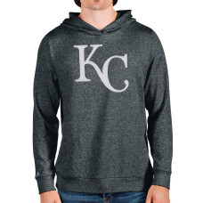Men's Kansas City Royals Antigua Heathered Charcoal Team Logo Absolute Pullover Hoodie
