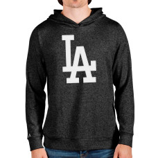Men's Los Angeles Dodgers Antigua Heathered Black Team Logo Absolute Pullover Hoodie