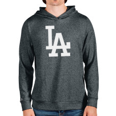 Men's Los Angeles Dodgers Antigua Heathered Charcoal Team Logo Absolute Pullover Hoodie