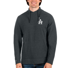 Men's Los Angeles Dodgers Antigua Heathered Charcoal Team Reward Pullover Sweatshirt