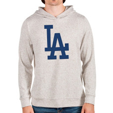 Men's Los Angeles Dodgers Antigua Oatmeal Team Logo Absolute Pullover Hoodie