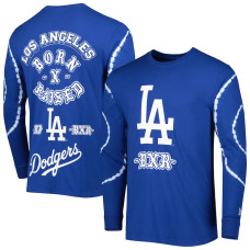 Men's Los Angeles Dodgers New Era Born x Raised Royal Heavy Tie-Dye Long Sleeve T-Shirt