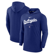 Men's Los Angeles Dodgers Nike Heather Royal Authentic Collection Early Work Tri-Blend Performance Pullover Hoodie