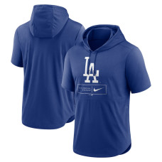 Men's Los Angeles Dodgers Nike Royal Logo Lockup Performance Short-Sleeved Pullover Hoodie