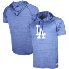 Men's Los Angeles Dodgers Stitches Heathered Royal Raglan Short Sleeve Pullover Hoodie