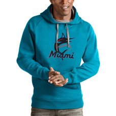 Men's Miami Marlins Antigua Blue Victory Pullover Team Logo Hoodie