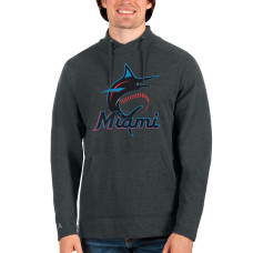 Men's Miami Marlins Antigua Heathered Charcoal Reward Pullover Sweatshirt
