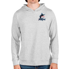 Men's Miami Marlins Antigua Heathered Gray Absolute Pullover Hoodie