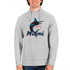 Men's Miami Marlins Antigua Heathered Gray Reward Pullover Sweatshirt