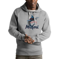 Men's Miami Marlins Antigua Heathered Gray Victory Pullover Hoodie