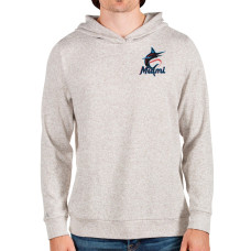 Men's Miami Marlins Antigua Oatmeal Absolute Pullover Hoodie