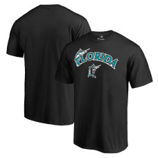 Men's Miami Marlins Fanatics Branded Black Cooperstown Collection Wahconah T-Shirt